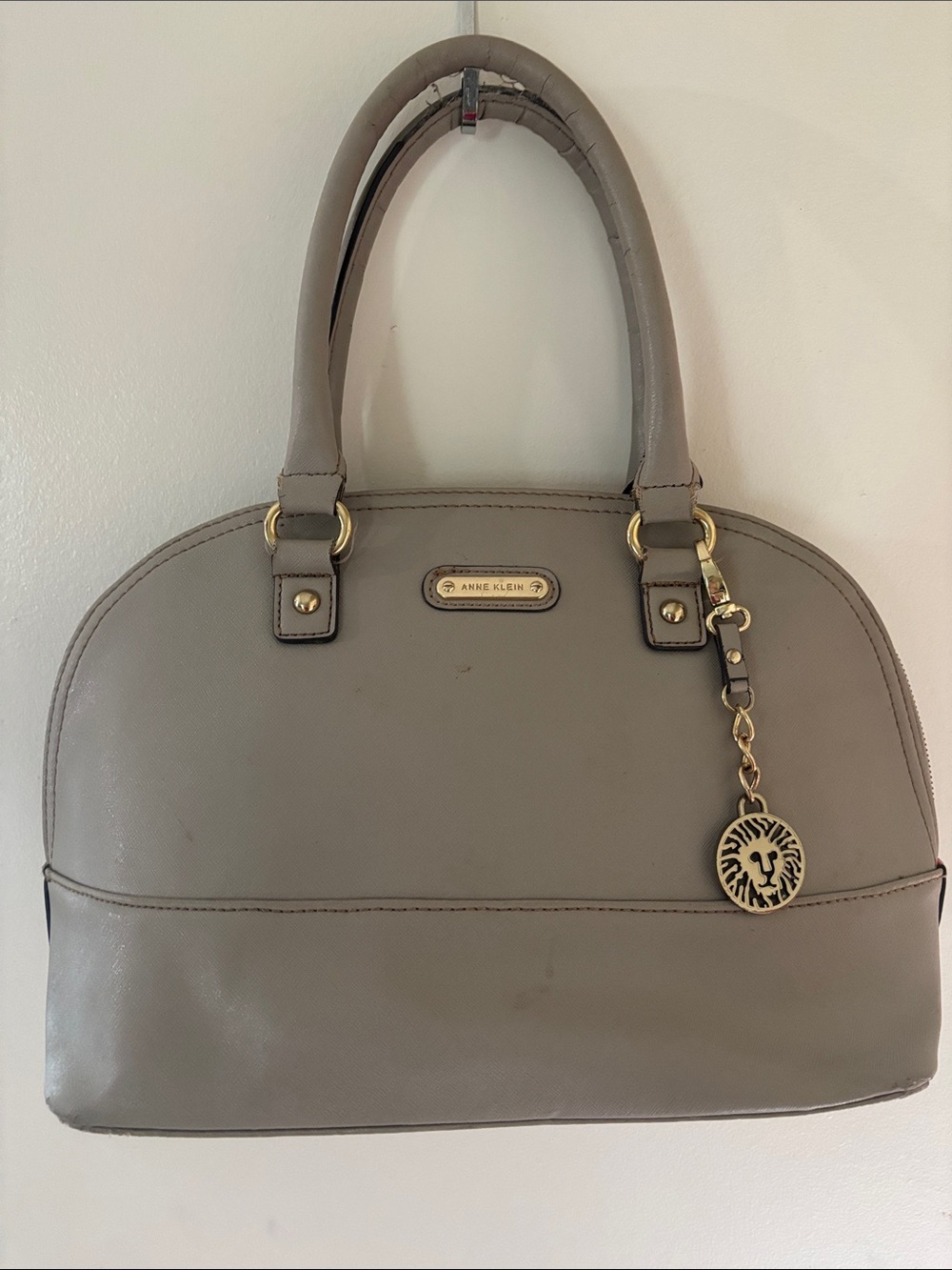 Anne Klein Gray Dome Satchel with Gold Charm